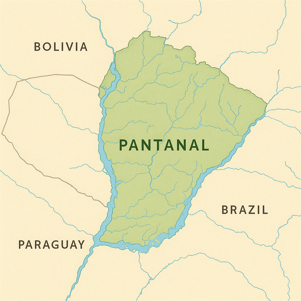 Mapa mostrando a localização do Pantanal na América do Sul