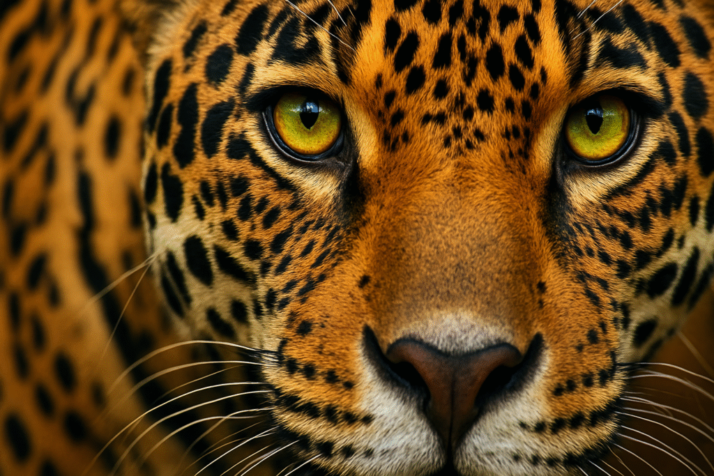 Onça pintada observando a câmera no Pantanal durante o safari da Yara Eco-Safari